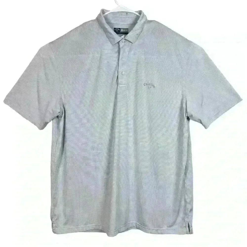 Callaway Opti-Dri Short Sleeve Golf Polo‎ Shirt Mens XXL  Light Gray Stripe